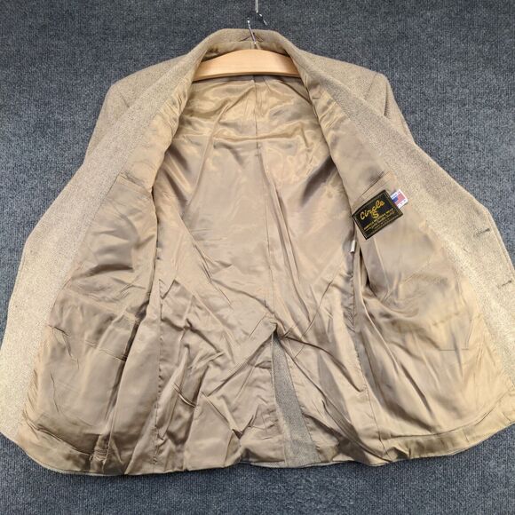 Circle S Men's Blazer Suit Jacket 38R Long Sleeve Tan Single Breasted Lined - Picture 4 of 14